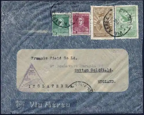 Zeppelin 1934 Argentinien 3. SAF Argentinienfahrt Brief England Si 256 / 2072