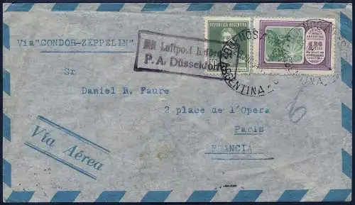 Zeppelin 1934 Argentinien 3. SAF Argentinienfahrt Brief Frankreich Si 256 / 2073