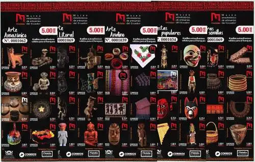 Ecuador 2019 Museum Kunst Kulturerbe der Indios Flöte Maske Art Markenhefte MNH