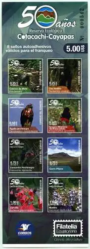 Ecuador 2018 Naturschutz Vögel Pflanzen Berg Cotacachi-Cayapas Markenheft MNH