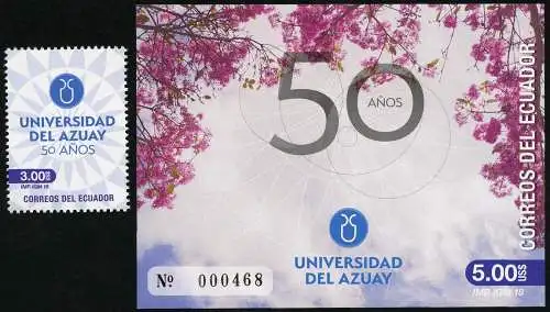 Ecuador 2018 50 Jahre Universität von Azuay Bildung Pflanzen Postfrisch MNH