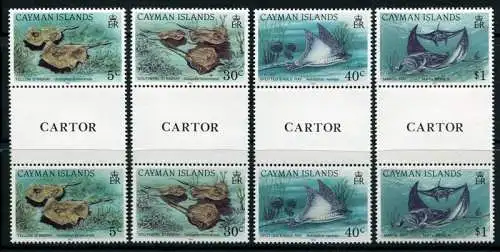 Kaiman-Inseln Cayman 1993 Rochen Stingrays Meerestiere Gutter Pairs 676-679 MNH