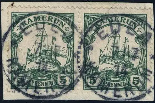 Kamerun 1914 Kaiseryacht Paar Briefstück Luxus ° Edea 7/7/14 / 7