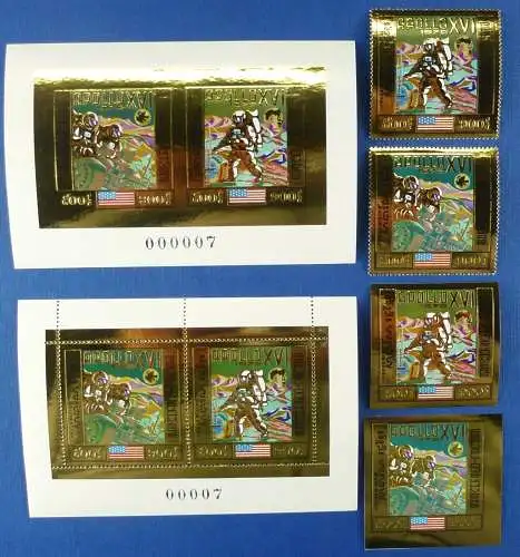 Raumfahrt Space 1972 Cambodia Kambodscha Apollo 349-50 A B + Block A29 A B / 726