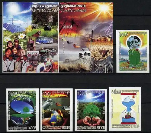 Kambodscha Cambodia 2010 Klimawandel Umweltschutz 2516-2520 B Block 313 B Imperf