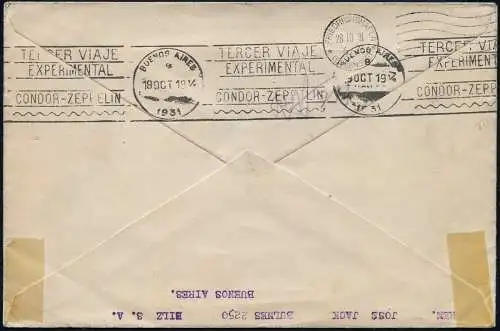 Zeppelin 1931 Argentinien 3. SAF Brief 1,80 Pesos Revolution Schweiz Si 135/2011