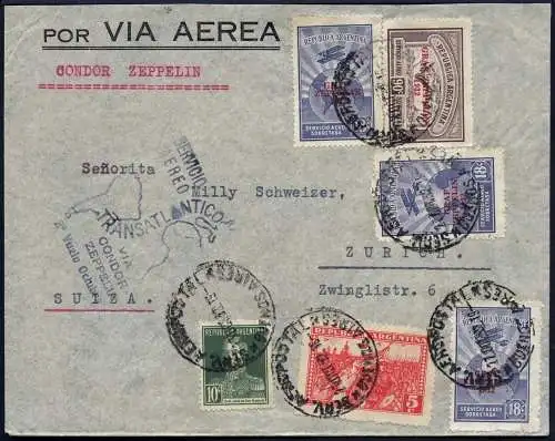 Zeppelin 1932 Argentinien 9. SAF Brief Buenos Aires Schweiz Si 197 / 2050