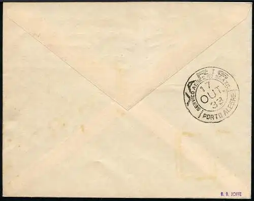 Brasilien 1933 VARIG First Flight Cover MiF V31 Porto Alegre - Palmeira / 246