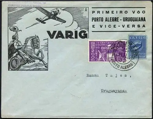 Brasilien 1932 VARIG First Flight Cover MiF V16 Porto Alegre - Uruguaiana / 248