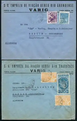 Brasilien 1937-1939 VARIG-Vordruck-Luftpost-Briefe (3) Luftfahrt-Archiv ILA / 24