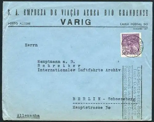 Brasilien 1937-1939 VARIG-Vordruck-Luftpost-Briefe (3) Luftfahrt-Archiv ILA / 24