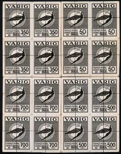 Brasilien VARIG 1931 Kpl. Satz Akzeptierte Entwürfe Blocks/4 Kartonpapier V14-23