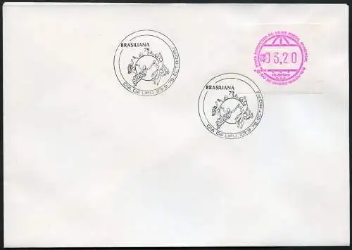 Brasilien Brazil Brasil 1979 1. Automatenmarke ATM Cr$ 3,20 Brief SST BRASILIANA