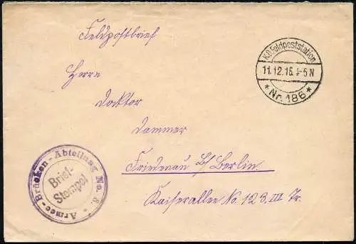 Feldzug Serbien 1916 KD Feldpoststation 186 Strumica Bulgarien 11. Armee / 138