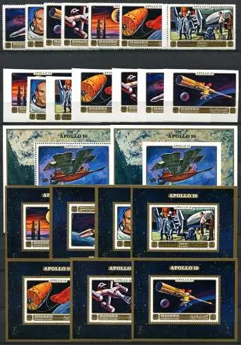 Space Raumfahrt 1972 Manama Apollo 746-52 A/B + Block 153 A/B + Einzelblocks/322