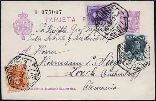 Zeppelin Spanien 1930 Spanienfahrt Rückfahrt Ganzsache Si 53 A / 1798