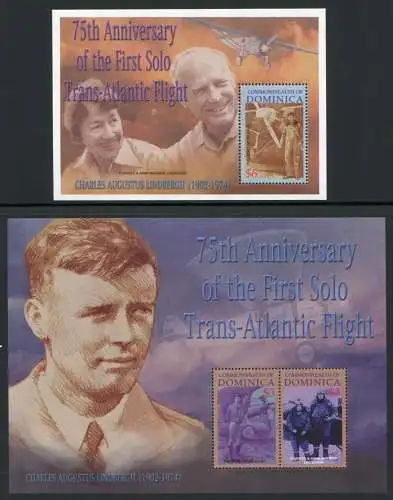 Dominica 2002 Charles Lindbergh Erstflug Flugzeuge 3306-3307 Block 456 MNH