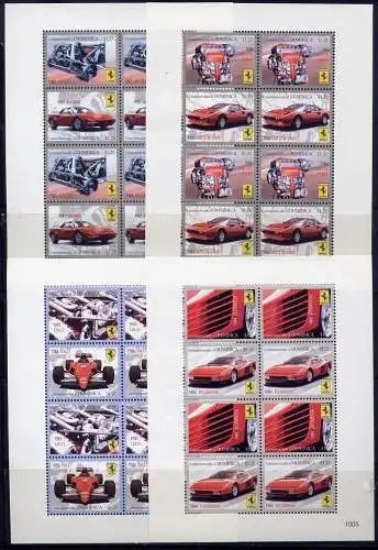Dominica 2010 Ferrari Motorsport Cars Autos Oldtimer 4058-65 Kleinbögen ** MNH