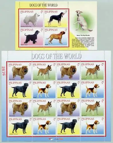 Philippinen 2010 Hunde Hunderassen Beagle Labrador 4406-4409 Block 283 MNH