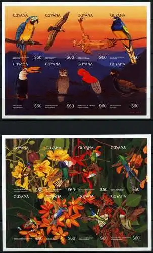 Guyana 1996 Vögel Kolibris Kondor 5563-5570 U + 5572-5579 U Imperf MNH / 483