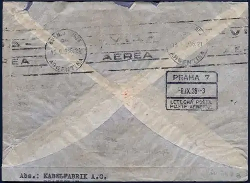 Zeppelin 1936 Tschechoslowakei 13. SAF Bratislava Argentinien Si 367 / 2098