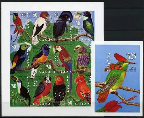 Guyana 1993 Vögel Kolibri Kolibri Ara 4055-4066 U Block 244 U Imperf MNH / 481