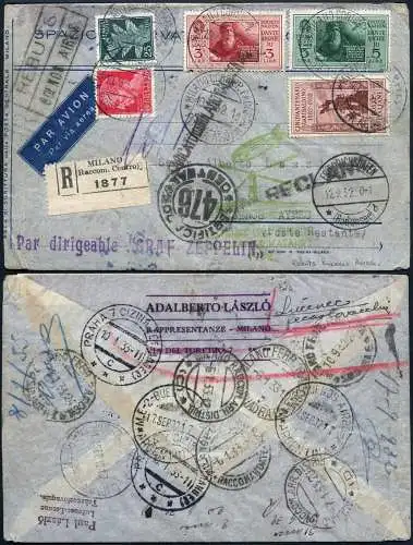 Zeppelin 1932 Italien 6. SAF Reko-Brief Argentinien Tschechoslowakei Si 177/2035