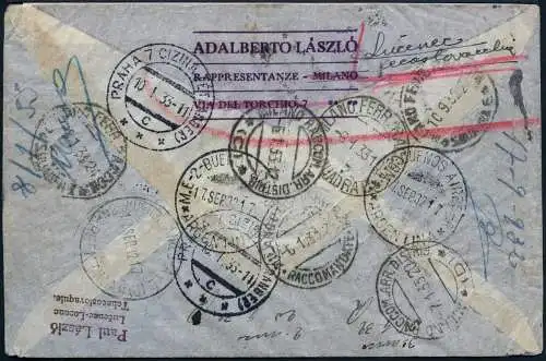 Zeppelin 1932 Italien 6. SAF Reko-Brief Argentinien Tschechoslowakei Si 177/2035