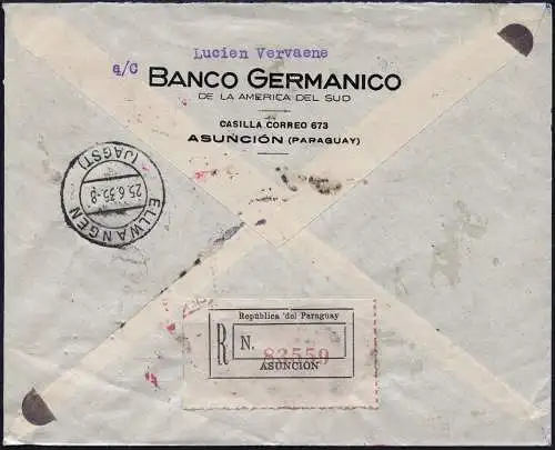 Zeppelin 1935 Paraguay 6. SAF Reko-Brief Asuncion Ellwangen Si 307 / 2361