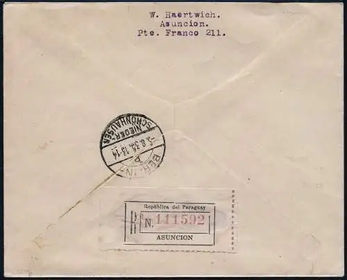 Zeppelin 1935 Paraguay 8. SAF Reko-Brief 45 Pesos Berlin Si 312 I / 2363