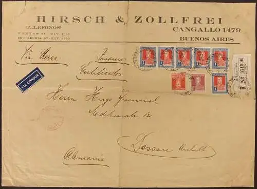Zeppelin 1934 Argentinien Reko-Brief Grossformat Hannover Dessau Si 269 B / 1994