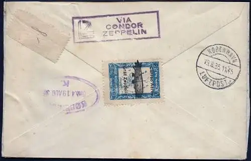 Zeppelin 1935 Paraguay 10. SAF Reko-Brief 45 Pesos Dänemark Si 0316 / 2364