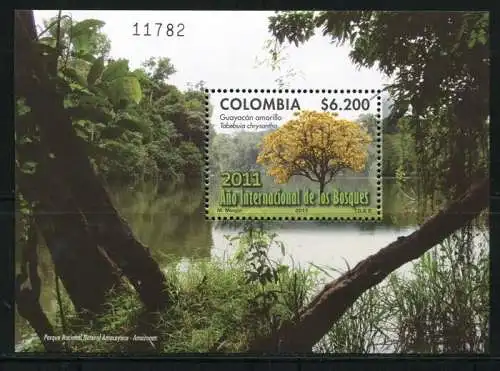 Kolumbien Colombia 2011 Block Jahr des Waldes Bäume Wald Forest Trees MNH