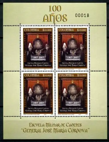 Kolumbien Colombia 2007 Kadettenschule Militär Kleinbogen 2463 MNH