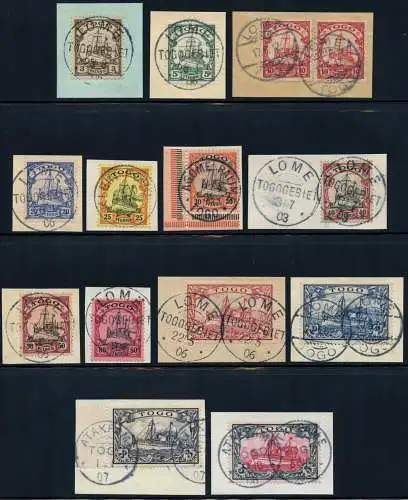 Togo 1900 Michel 7-19 Briefstücke Einwandfrei Höchstwert Foto-Attest Bühler / 19