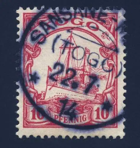 Togo 1914 Michel 9 Kaiseryacht ° Sansane-Mangu 22/7/14 Fotoattest BPP / 41