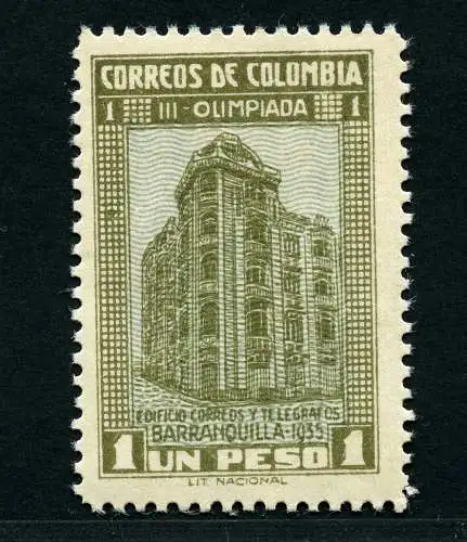 Kolumbien 1935 Barranquilla Olympiade Hauptpostamt 1 Peso 363 MNH / 488