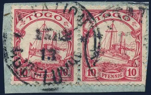 Togo 1913 Michel 9 Kaiseryacht Agbeluvhoe Stationsstempel RAR Attest BPP / 444