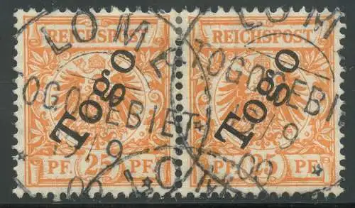 Togo 1897 Krone/Adler 25 Pf 5 b Paar ° Lome 19/9/00 Luxus Jäschke-Lantelme BPP/5
