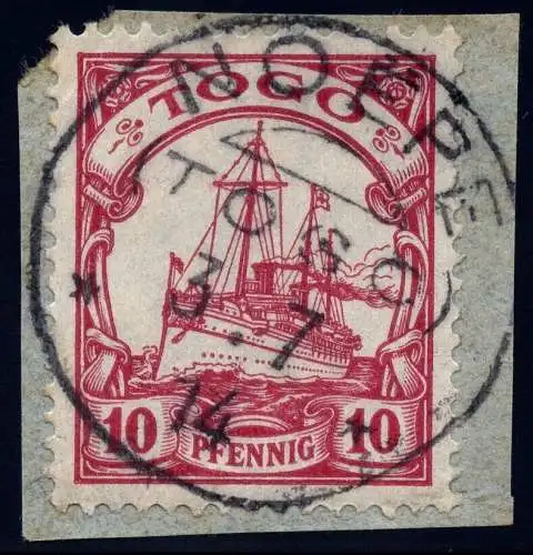 Togo 1914 Michel 22 Kaiseryacht ° Noepe 3.7. 14 Briefstück Einwandfrei / 31