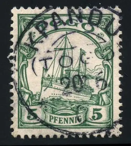 Togo 1907 Michel 8 Kaiseryacht 5 Pf ° Kpandu 20/6/? Arge Type 1 / 46