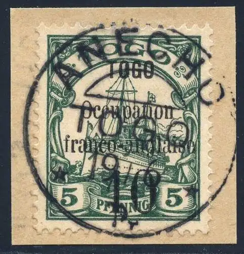 Togo Franz. Besetzung 1914 Michel 2 ° Anecho Luxus-Briefstück / 64