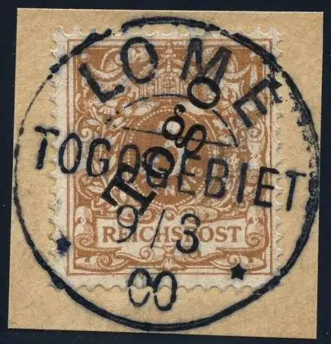 Togo 1898 Michel 1 b Luxus Briefstück ° Lome 9/3/00 geprüft Steuer BPP / 18