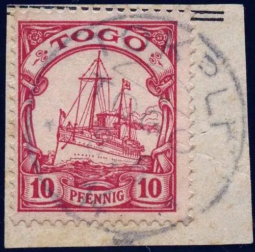 Togo 1914 Michel 9 Kaiseryacht ° Tokpli 8.6.14 Briefstück / 29