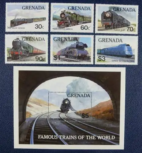 Grenada 1982 Eisenbahn Trains Railroads Locomotives 1153-1158 Block 105 MNH