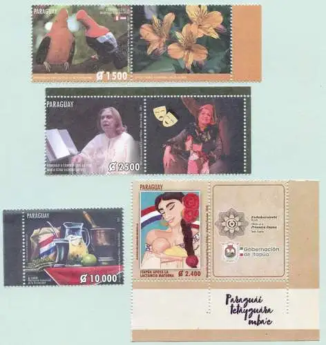 Paraguay 2021 Papageien Getränk Tevere Schauspielerin Sachero Stillen Mutter MNH