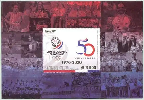 Paraguay 2020 Block Olympisches Komitee Emblem Sportler Olympiade MNH