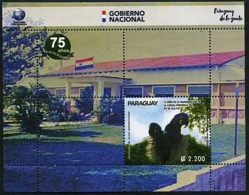 Paraguay 2019 Block Klinik IPS Medizin Papageien Krankenhaus Flagge MNH