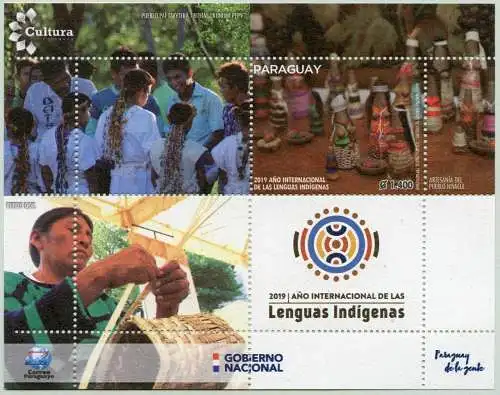 Paraguay 2019 Block Indigene Sprachen Ureinwohner Folklore Brauchtum MNH