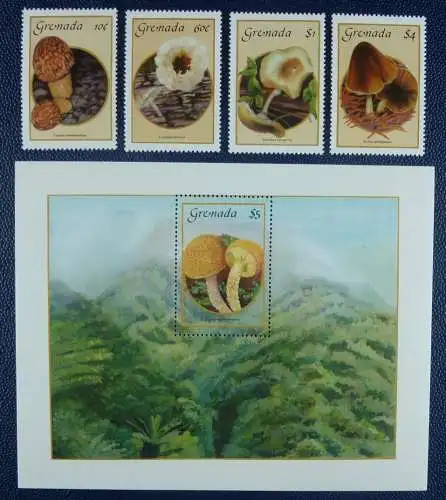 Grenada 1986 Pilze Funghi Mushrooms 1491-1494 Block 162 Postfrisch MNH